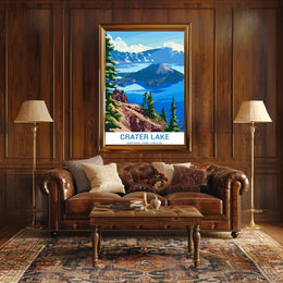 Crater Lake National Park Scenic Illustration Poster