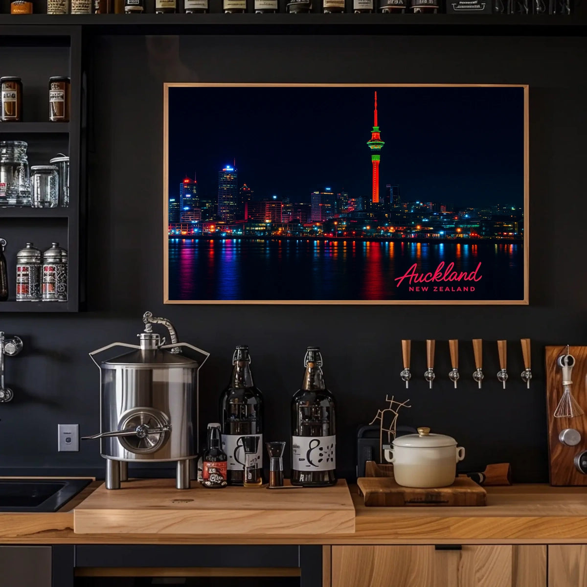 Auckland Night Skyline Photography Wanderlust Poster