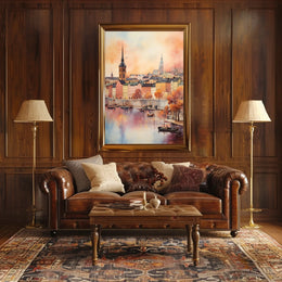 Charming European Townscape With Historical European Travel Poster