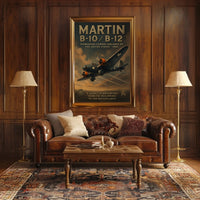 Martin B-10/B-12 Aircraft Vintage Aviation Innovation Poster