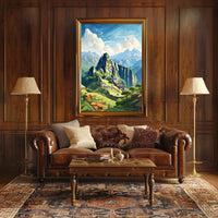 Machu Picchu Geometric Art: Adventurous Travel Poster