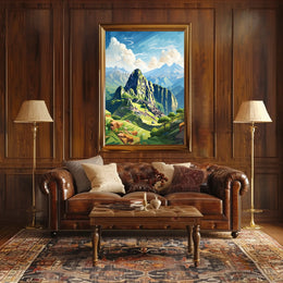 Machu Picchu Geometric Art: Adventurous Travel Poster