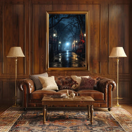Moody Night Street Scene Art Poster