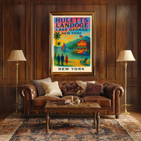 Serene Lake George Lakeside Sunset Poster Vintage Wall Art