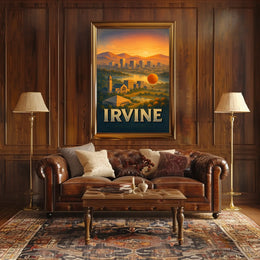 Irvine Scenic View Hot Air Balloon City Skyline Mountains Poster