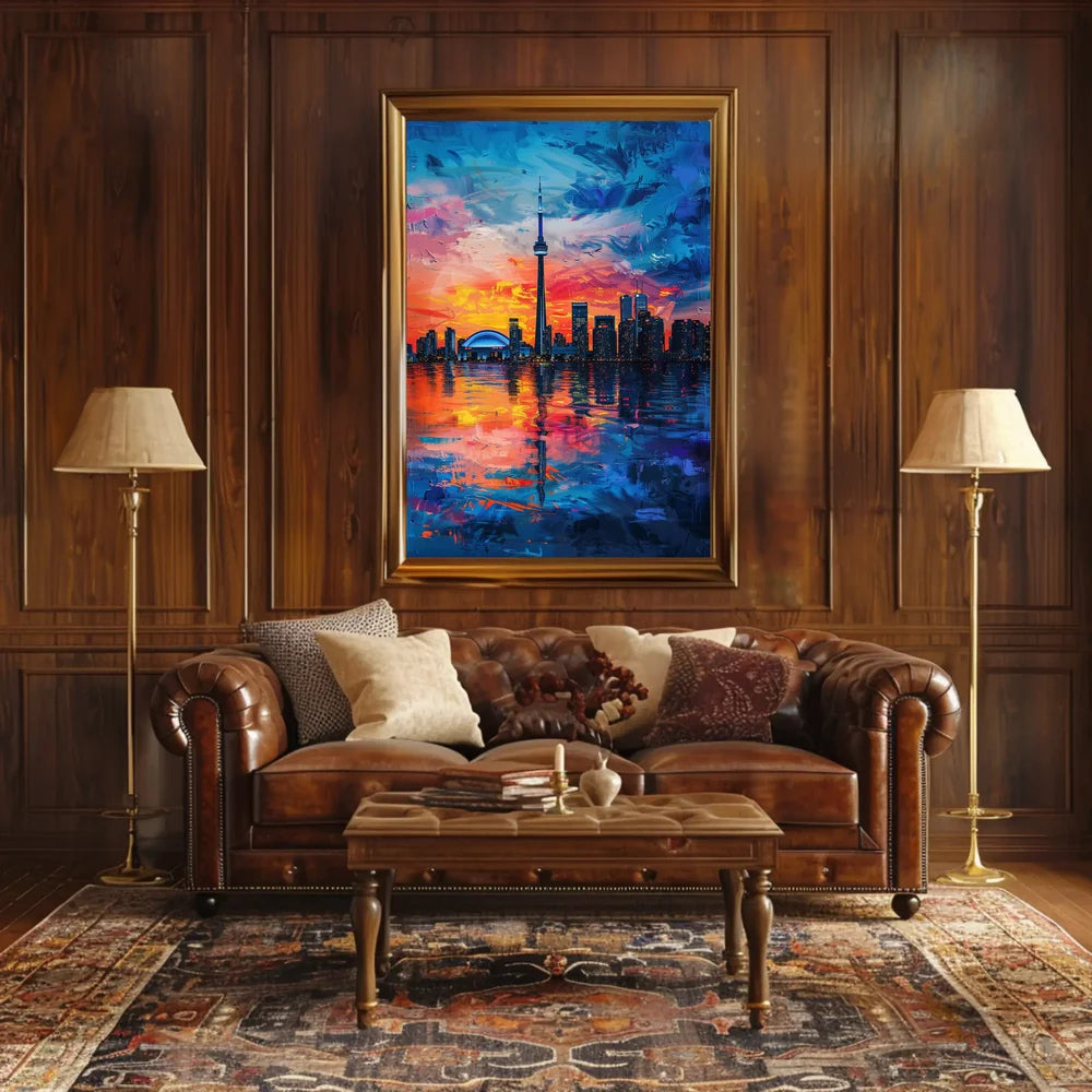 Toronto Skyline Sunset: Impressionistic Urban Art Poster