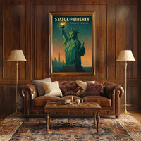 Statue of Liberty Sunset Urban or Cityscape Poster