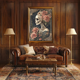 Skull and Roses Floral Elegance Artistic Poster