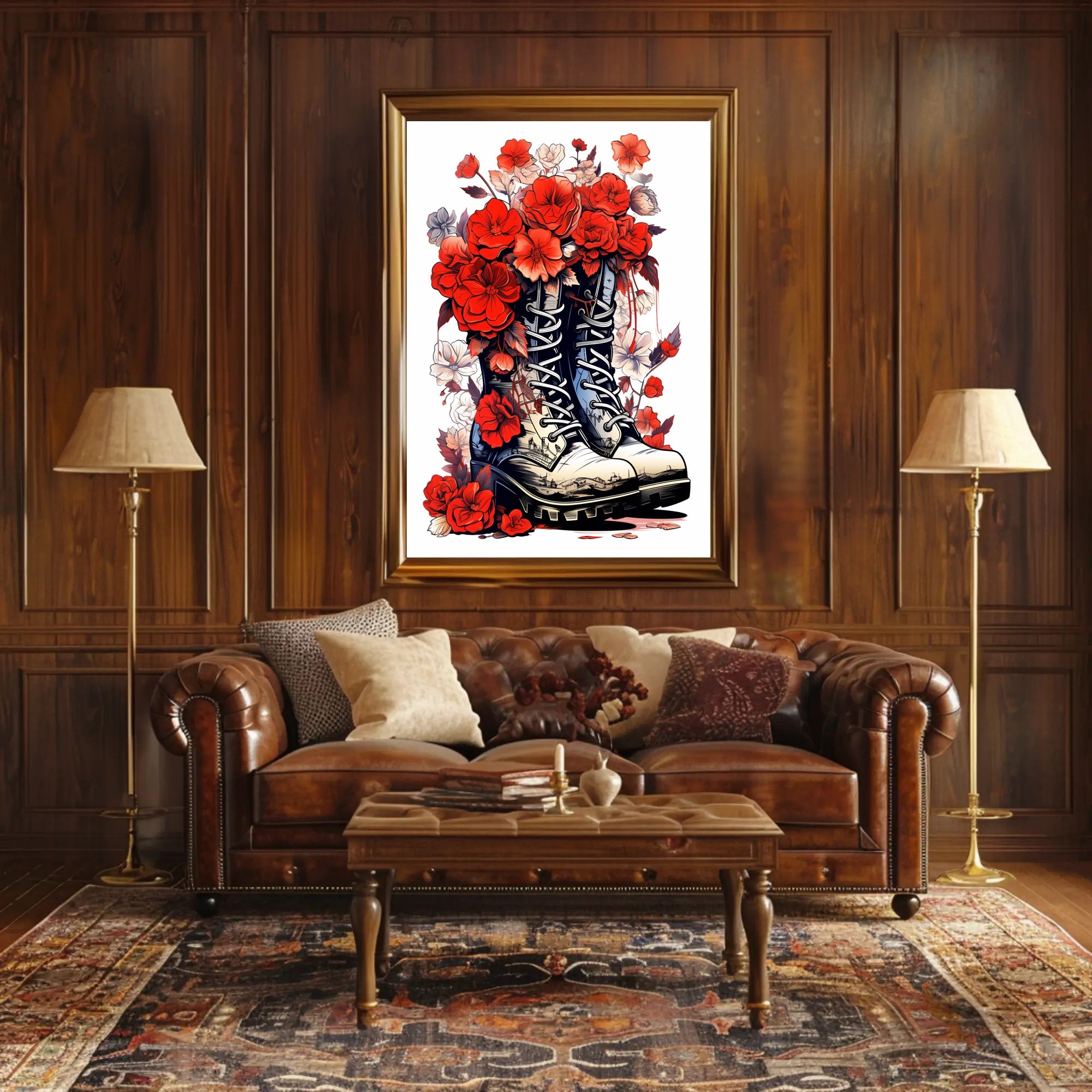 Floral Boots A Fusion Of Nature And Poster