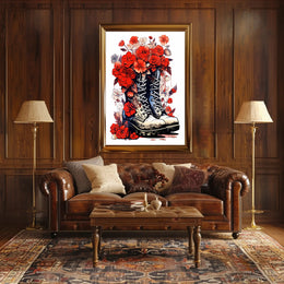 Floral Boots A Fusion Of Nature And Poster