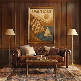 Amalfi Coast Poster Wall Art Mediterranean Coastal Decor