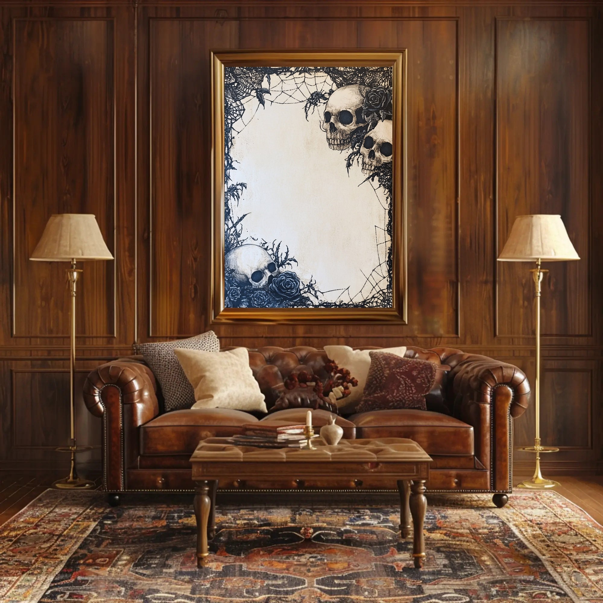 Gothic Skulls And Roses Poster