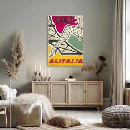 Paris Alitalia Vintage Fashion Travel Poster