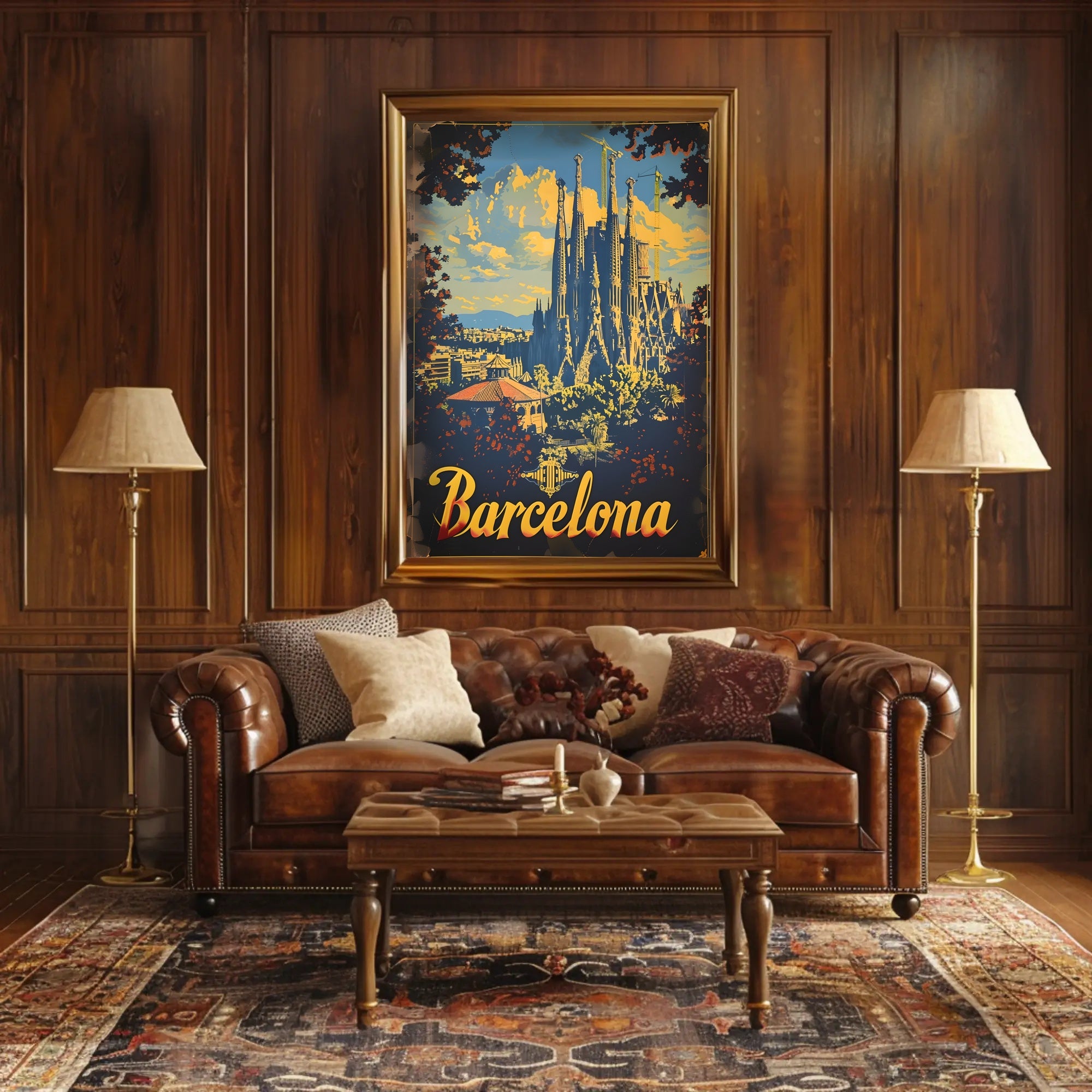 Barcelona's La Sagrada Familia Vintage Travel Poster