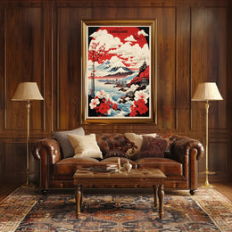 Scenic Kanagawa Japan Vintage Travel Poster