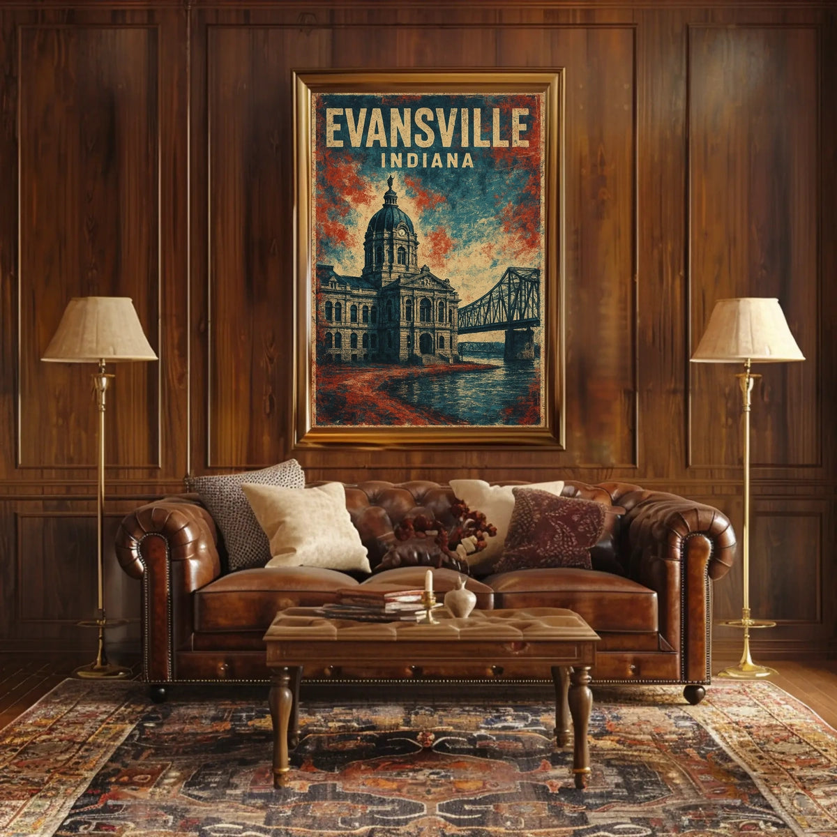 Evansville Indiana Scenic Cityscape Nostalgic Poster