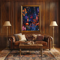 Vibrant Enchanted Floral Scene Artistic Poster