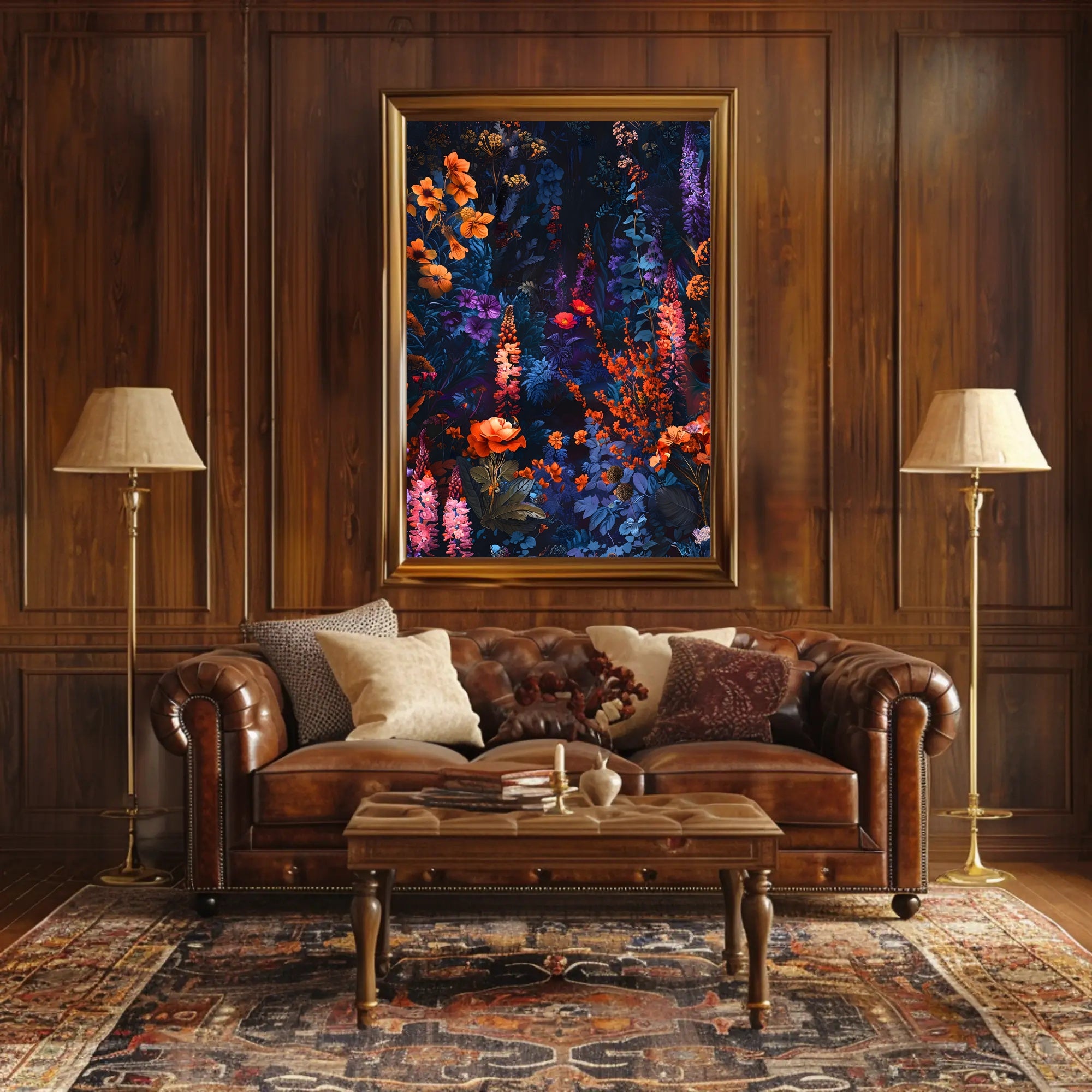 Vibrant Enchanted Floral Scene Artistic Poster