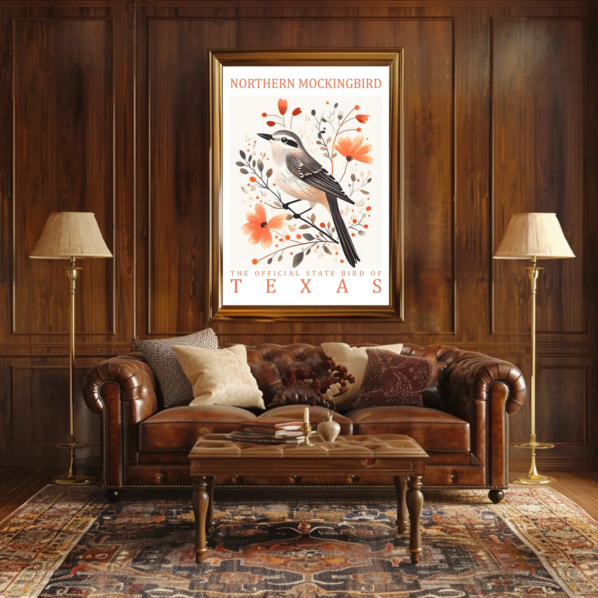 Northern Mockingbird Texas Nature Art Poster