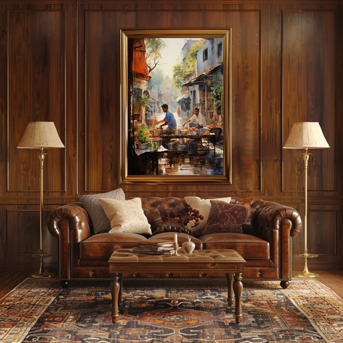 Vibrant Street Market Scene in Urban Locale Cultural Poster