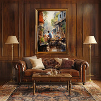 Vibrant Street Market Scene in Urban Locale Cultural Poster