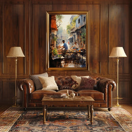 Vibrant Street Market Scene in Urban Locale Cultural Poster