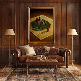 Denver Miniature Cityscape Poster Wall Art Print
