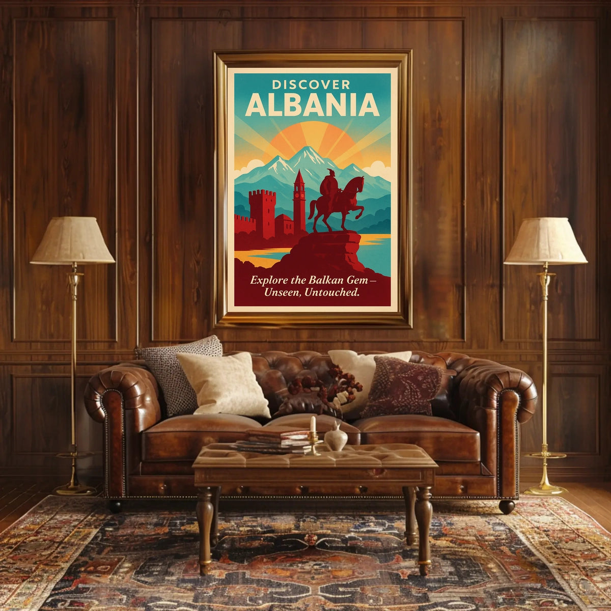 Albania Travel Destination Vintage Horseman Poster