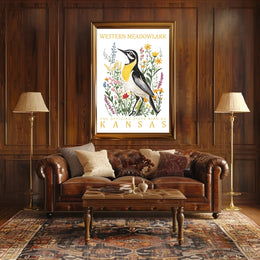 Western Meadowlark Kansas State Bird Art Poster