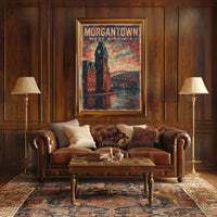 Morgantown Clock Tower River Art Deco Collectors Poster