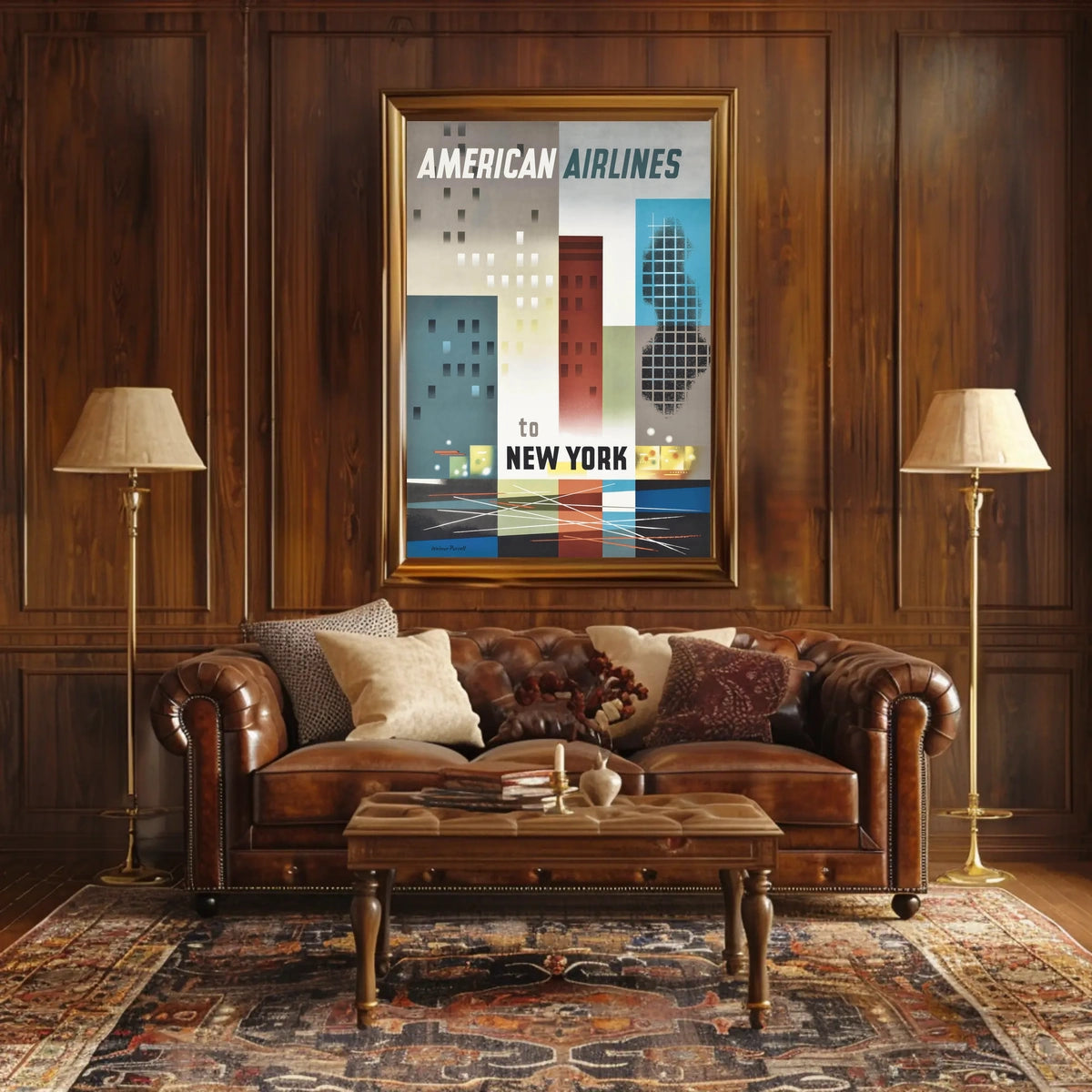 American Airlines New York City Poster Vintage Wall Art