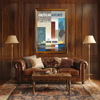 American Airlines New York City Poster Vintage Wall Art