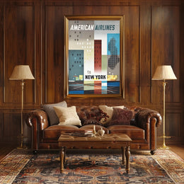 American Airlines New York City Poster Vintage Wall Art
