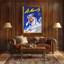 St. Moritz Skiing Poster PosterGoat