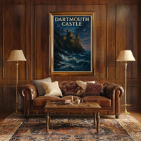 Dartmouth Castle Sunset on the Cliffs Travel Poster