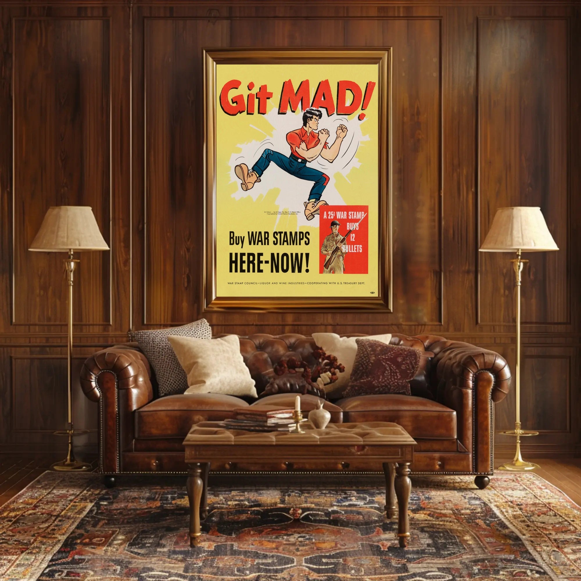 Git Mad Buy War Stamps Vintage Poster Decor PosterGoat