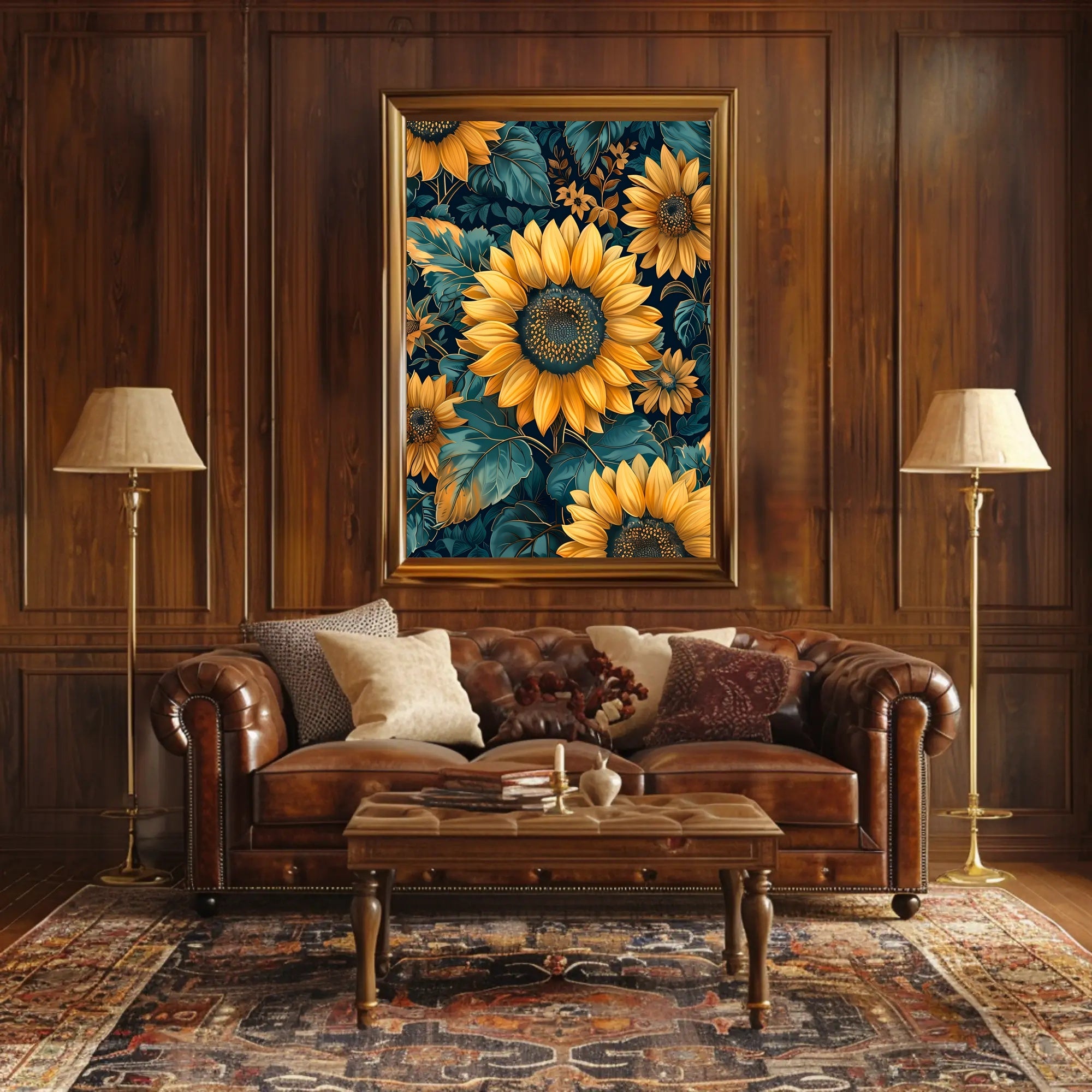 Vibrant Sunflower Botanical Art Print - Abstract or Artistic Poster