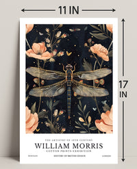 William Morris Exhibition: Intricate Dragonfly Arts and Crafts Poster