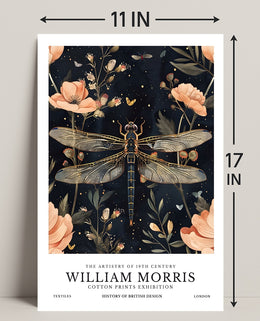 William Morris Exhibition: Intricate Dragonfly Arts and Crafts Poster