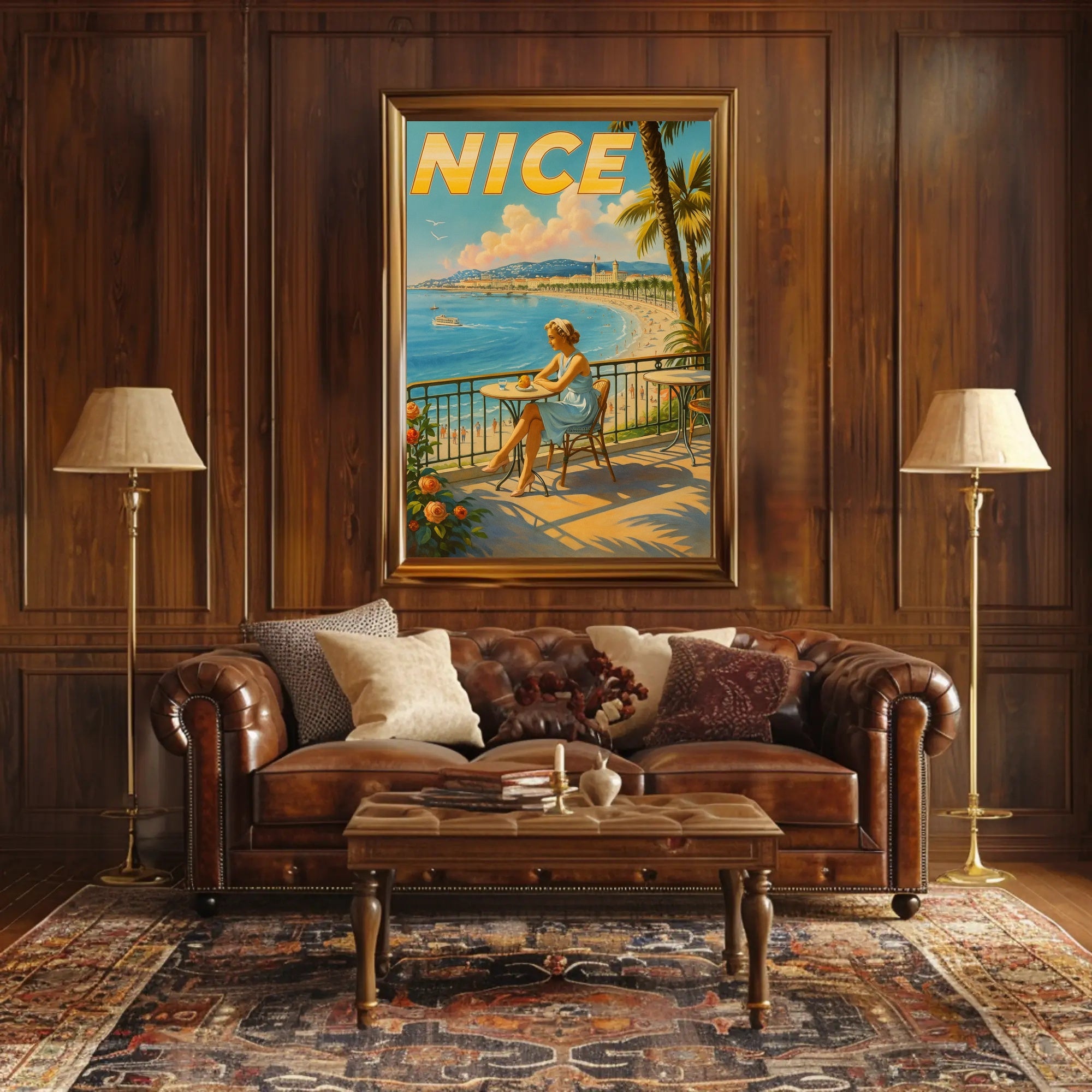 Vintage Nice France Coastal Travel Poster