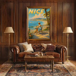 Vintage Nice France Coastal Travel Poster