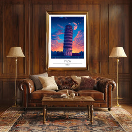 Leaning Tower of Pisa Vibrant Art Travel Poster