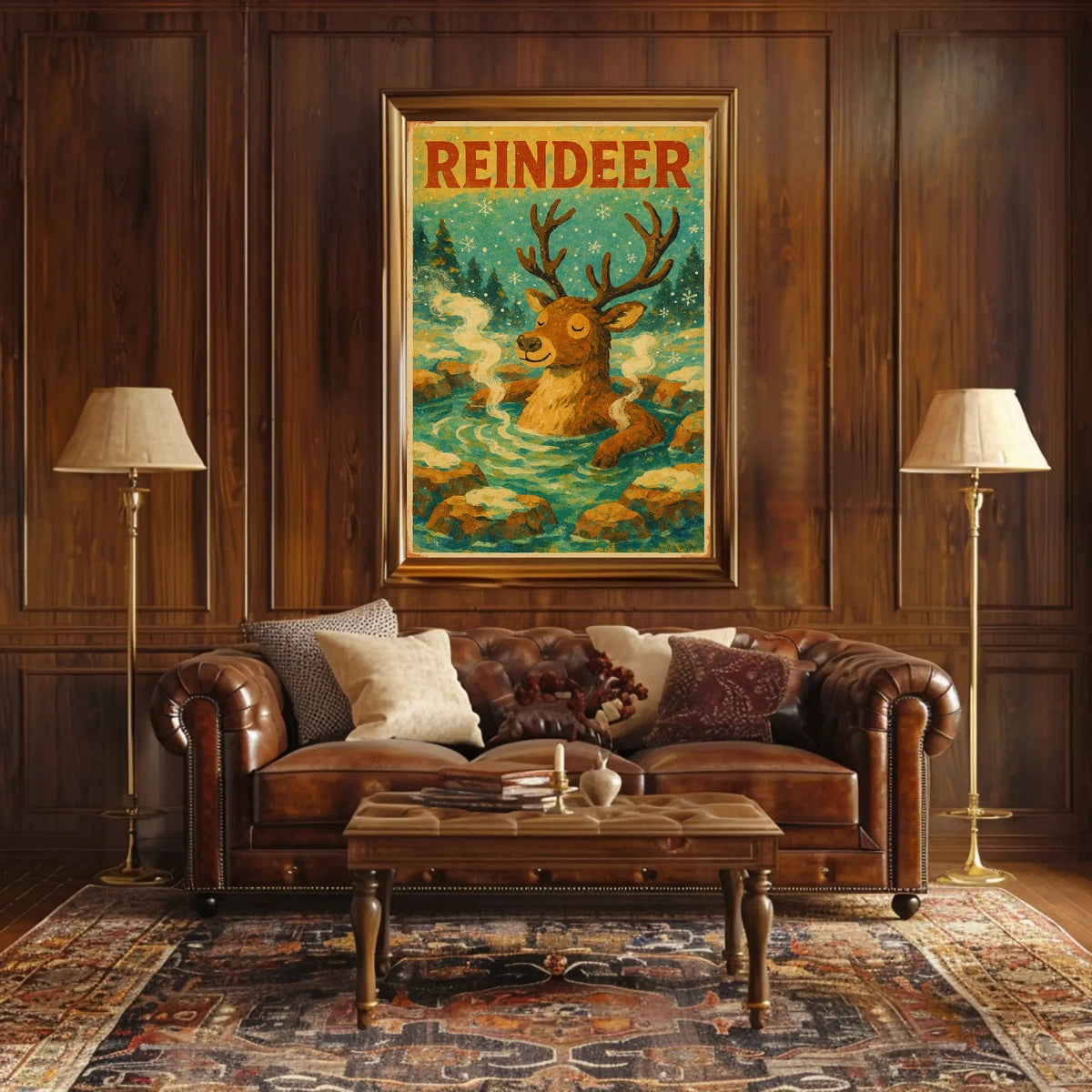 Relaxed Reindeer in Nature Animal Poster