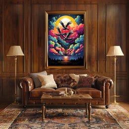 Surreal Birds and Balloon Adventure Art Poster