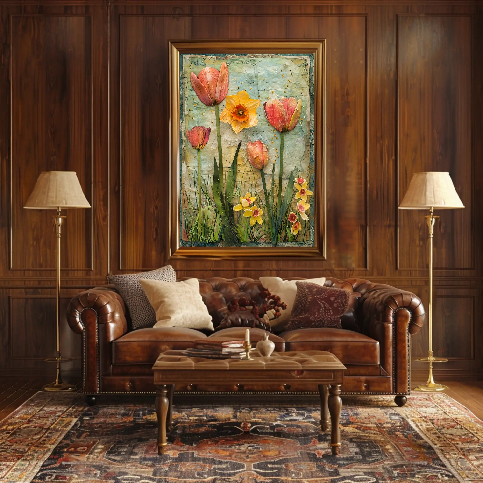 Floral Elegance: Tulips & Daffodils Vintage Artistic Poster PosterGoat