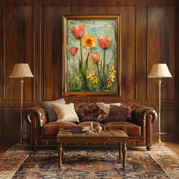 Floral Elegance: Tulips & Daffodils Vintage Artistic Poster PosterGoat