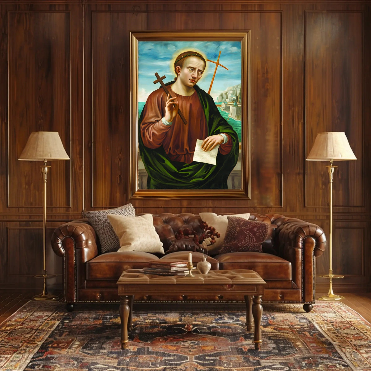 Saintly Portrait with Cross Poster
