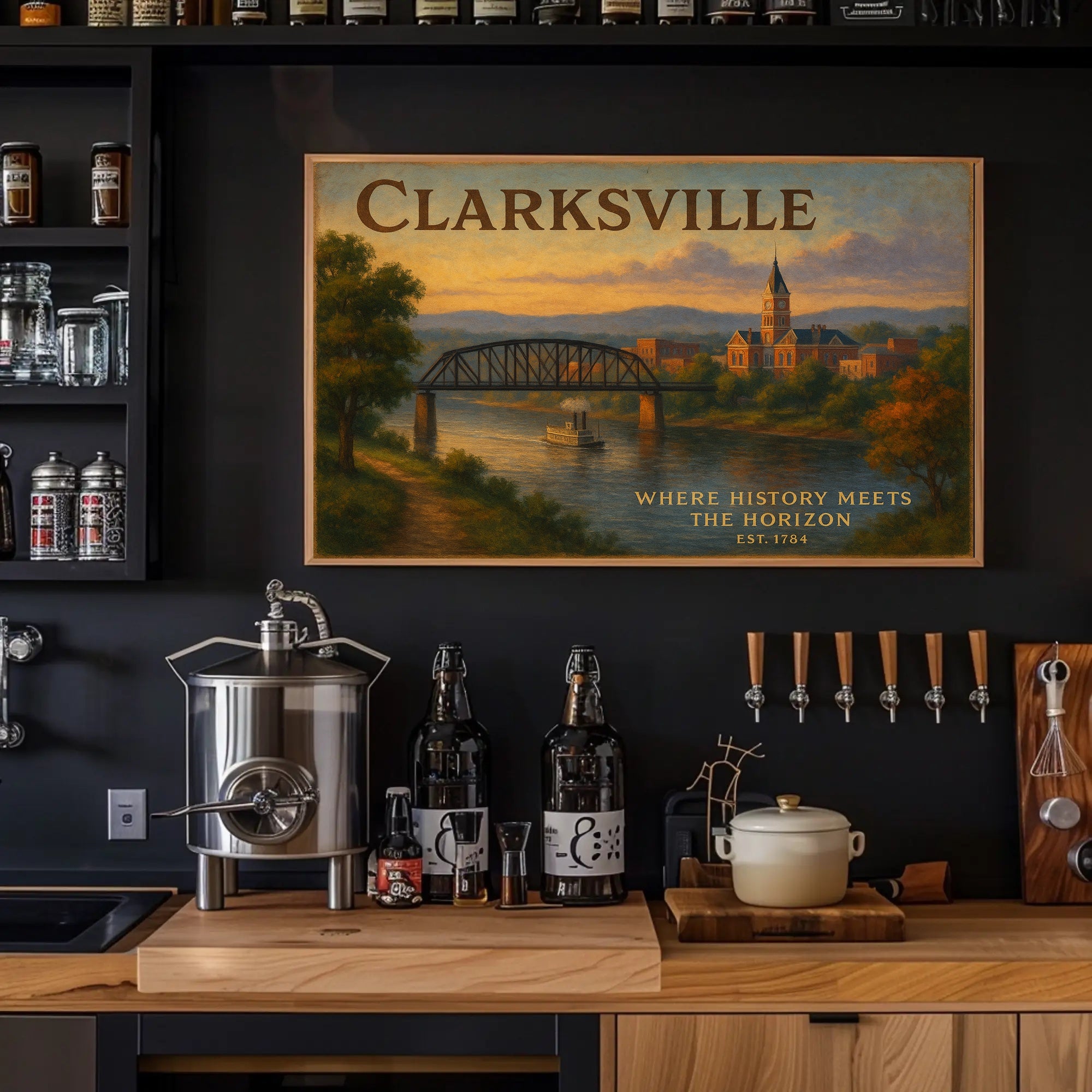 Clarksville Travel Poster Where History Meets Horizon