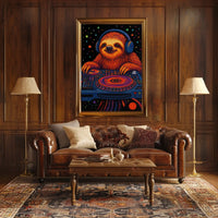 Sloth DJ Party Vibes Animal Poster