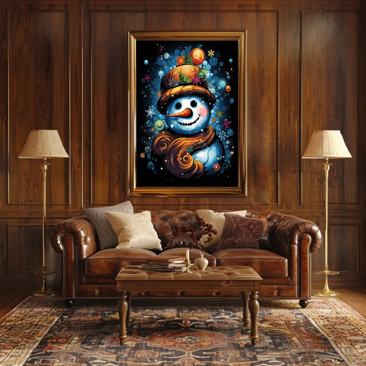 Colorful Snowman Art Print: Abstract, Artistic, or Pop Culture Poster